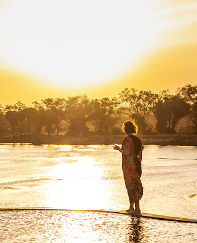 Sunset over Galana River Tsavo East National Park Kenya