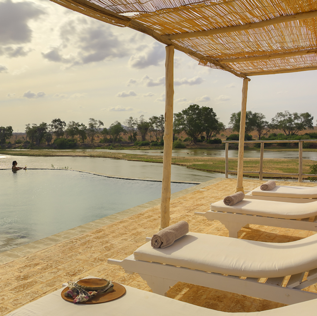 Kudu Safari Camp infinity pool over galana river